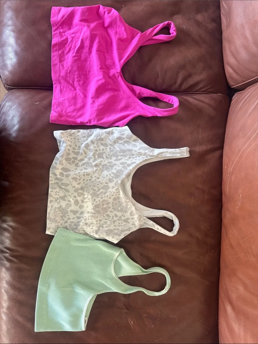 lululemon athletica 2 sports bras - Hot Pink + White Leopard + 3rd bra